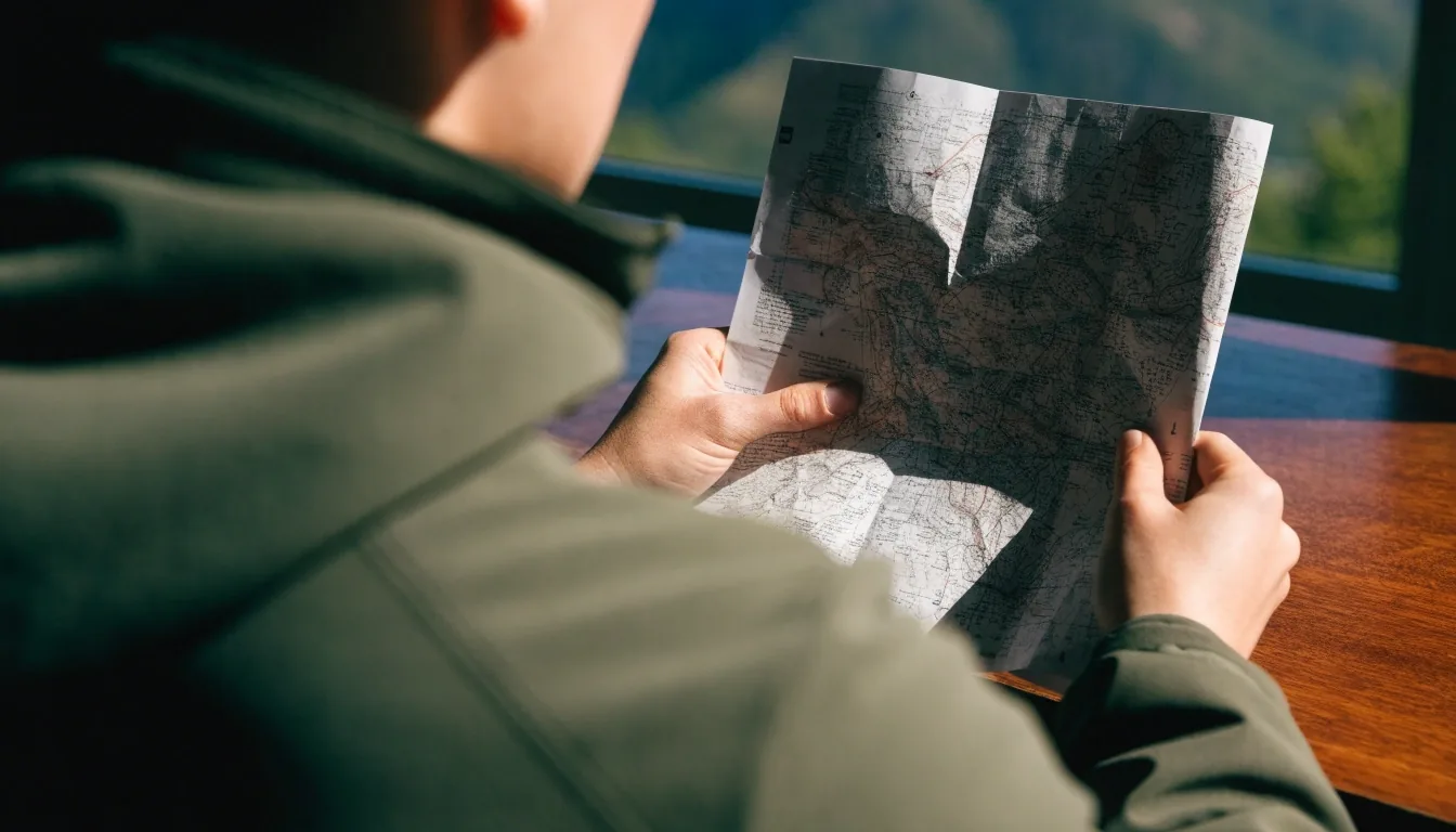 Detailansicht einer topografischen Karte bei der Tourenvorbereitung
