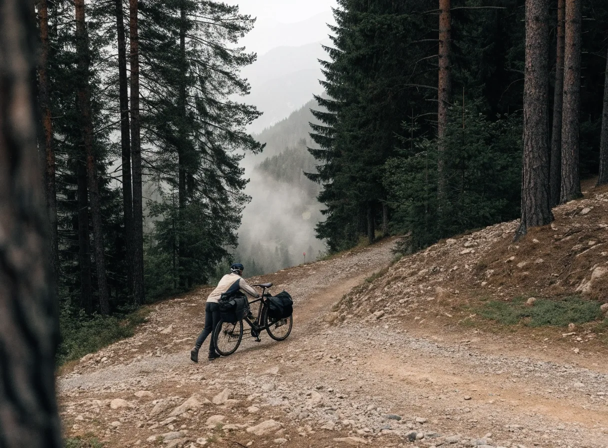 Wanderer breitet eine topografische Wanderkarte auf einem Holztisch in einer Berghütte aus